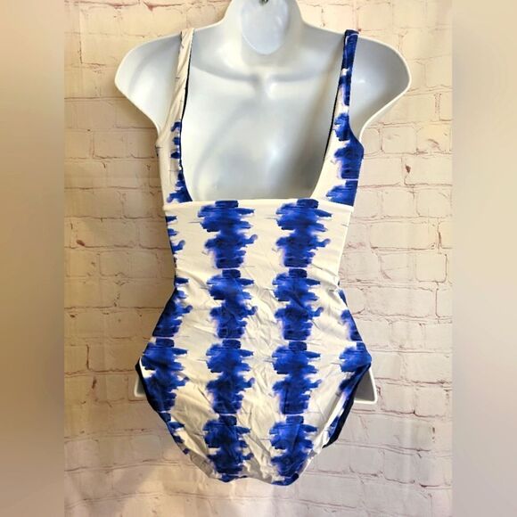 NWT Bondi "Tahiti" Blue/Wht Batik Print One-Piece Swimsuit Sz.S MSRP $305 - Picture 2 of 7